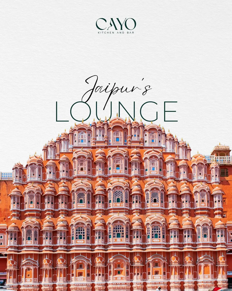 Cayo campaign poster — Jaipur's Lounge, set over the Hawa Mahal