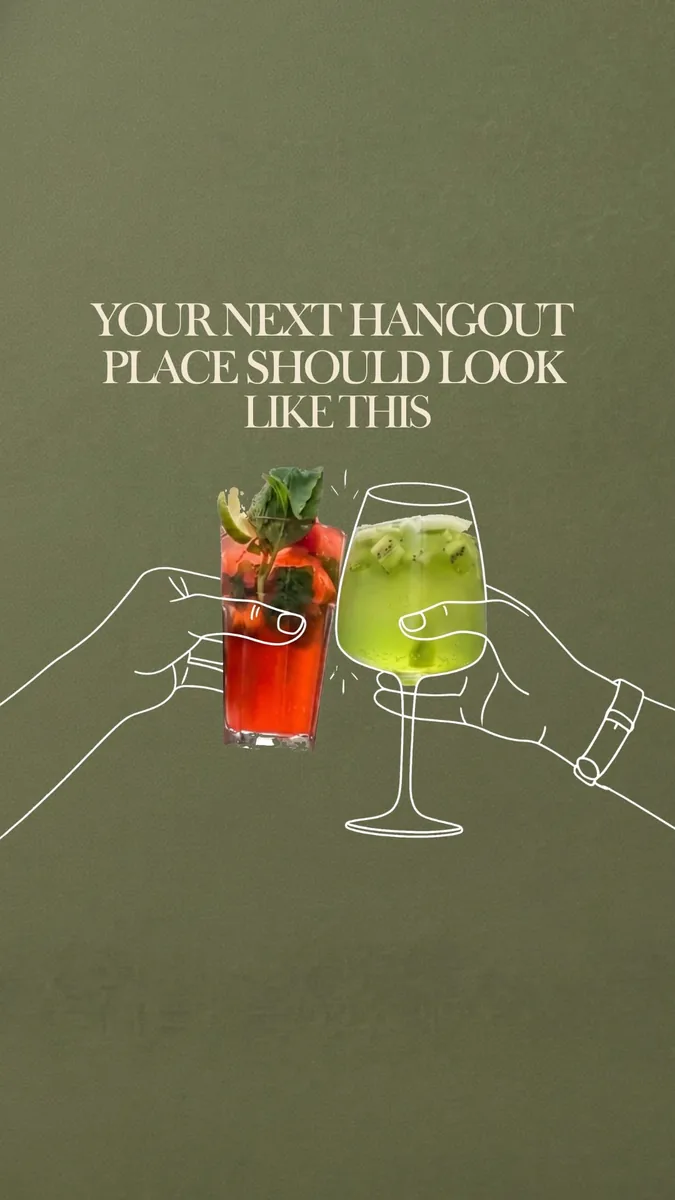 Two hands toasting a strawberry cooler and a kiwi spritz