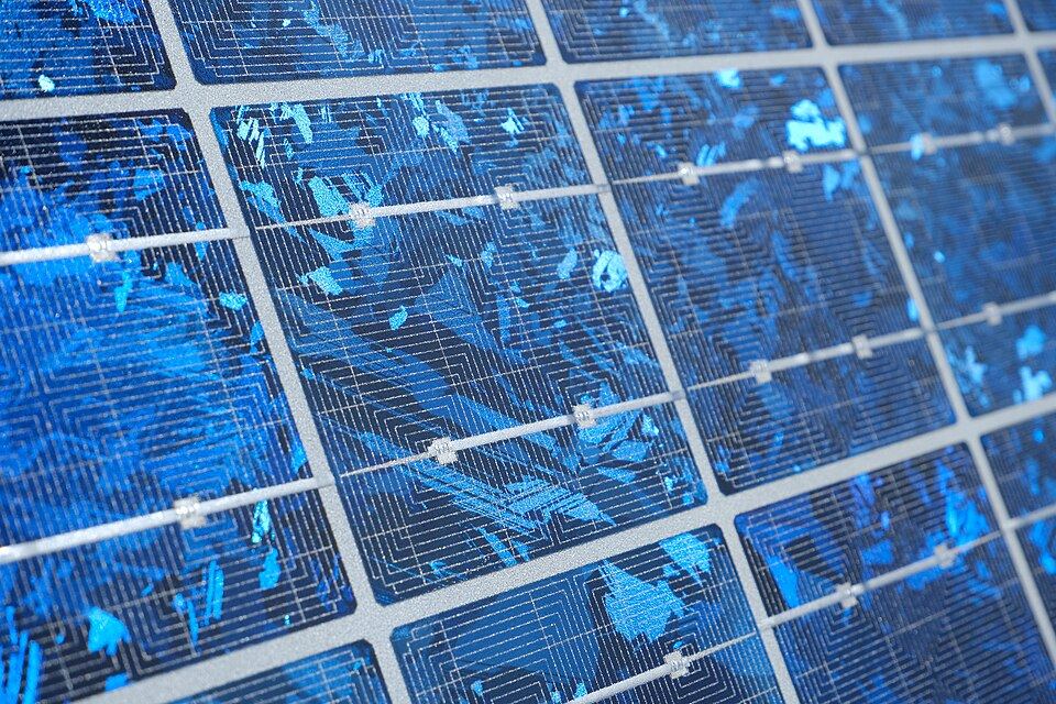 Close-up of solar panel cells